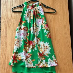 Rose & Olive Green Floral Halter Top